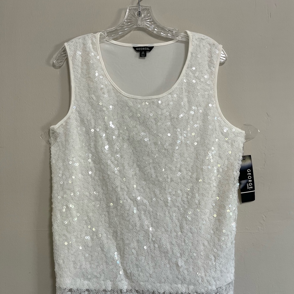 George Elegant White Sleeveless Top